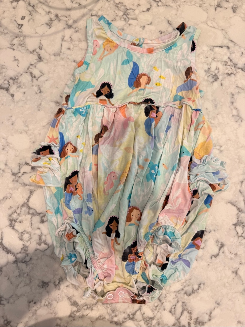 Little Sleepies Mermaid Bubble Romper with ruffle bottom